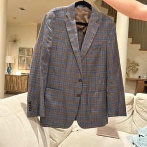 Peter Millar jacket. 44R. Like New. Blue/brown plaid.